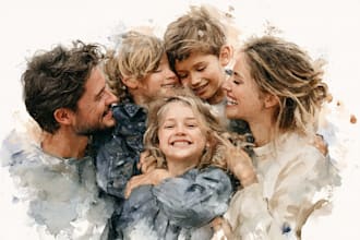create a watercolor family portrait