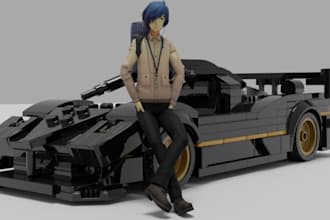 do custom lego moc design, lego car, bike, house, minifigure with xml parts list