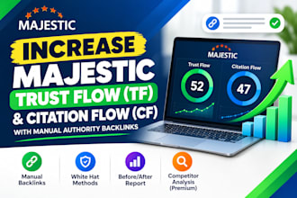 increase majestic trust flow tf 60 plus with manual authority backlinks
