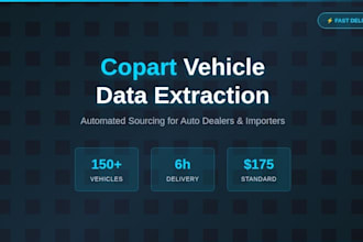 scrape and extract copart vehicles and provide fast sourcing for auto dealers