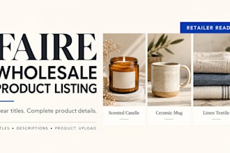 create faire wholesale product listings with SEO titles and descriptions