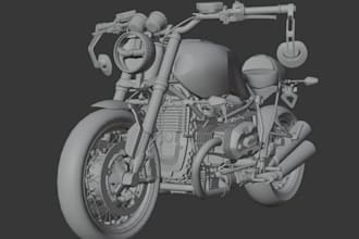 create 3d realistic motorcycle for printing, 3d bike panel in blender, stl file