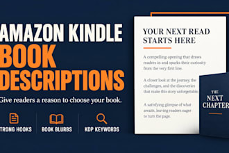 write amazon kindle book descriptions with SEO keywords and compelling sales cop