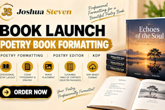 book launch, poetry book formatting, poetry editor, KDP formatting