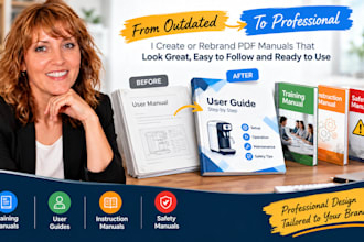 create or rebrand PDF training manual, user guide, instruction or safety manual