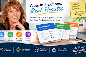 create step by step guide for product, user or technical guide, assembly manual