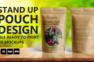 design stand up pouch packaging with print ready dieline