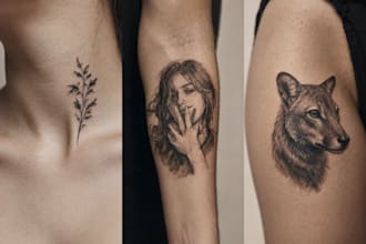draw a unique realistic tattoo design with depth and shading