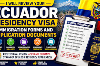 review your ecuador residency visa, immigration forms and application documents