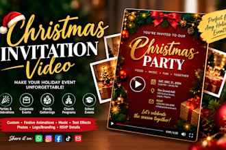 create a christmas holiday party invitation video
