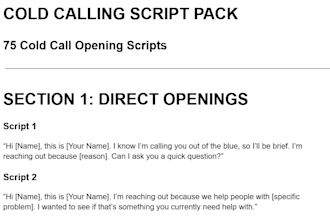 send you 75 cold call openings, objection handling, closing scripts and more