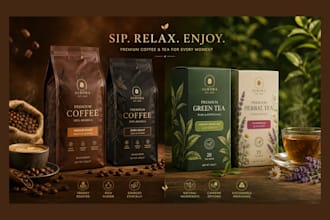 design premium coffee and tea packaging, coffee bag and tea pouch