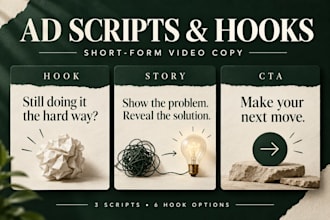 write tiktok and instagram reels ad scripts with hooks and ctas