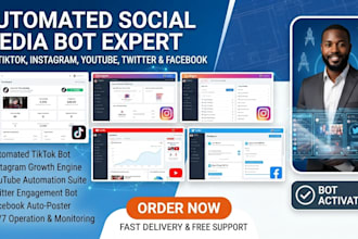 create automated social media bot for tiktok instagram youtube twitter facebook