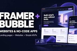 build a framer website or bubble app and other no code websites