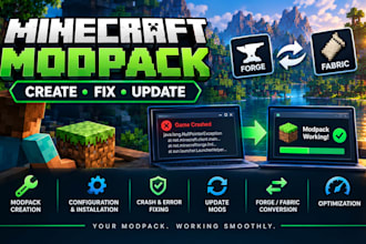 create, fix, optimize minecraft modpack or convert forge mod to fabric