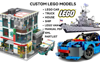 design custom lego moc car, bike, house, lego ship, toys with manual instruction