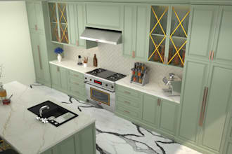 do kitchen interior design and 3d interior rendering