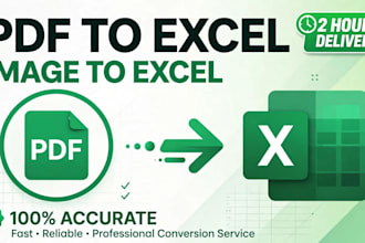 convert pdf, scanned image, jpg to excel in 2 hours