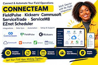 connecteam fieldpulse kickserv commusoft servicetrade servicem8 eznet scheduler