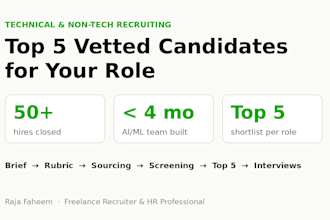 be your technical recruiter and shortlist top 5 vetted candidates