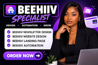 setup beehiiv newsletter, beehiiv website, email automation and landing page