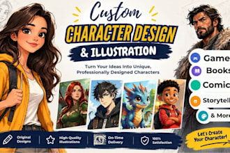 create custom character design and character illustration
