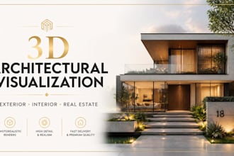 create 3d architectural visualization, walkthrough and real estate rendering