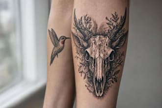 create a realistic tattoo design with amazing details and shading