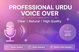 do professional urdu female voice over for youtube and tiktok