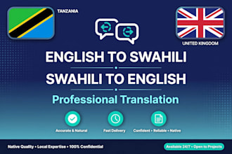 translate english to swahili and swahili to english professionally