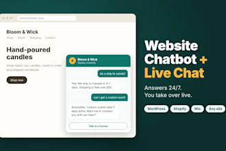 build a website chatbot and live chat for wordpress, shopify or wix