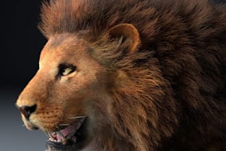 3d animal model realistic fur 3d xgen zbrush model, 3d print, blender maya model