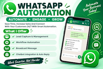build whatsapp automation, chatbots, API integration with manychat chatbot