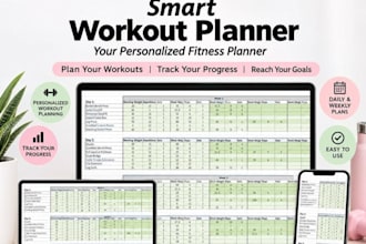 design excel fitness spreadsheet gym, workout tracker, excel automated dashboard
