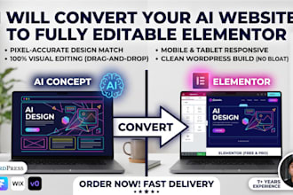 convert your ai generated HTML to editable elementor pro