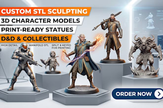 sculpt custom stl characters and statues for 3d printing