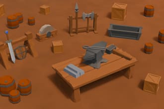 create low poly 3d assets and props for your game