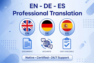 translate english german and spanish professionally