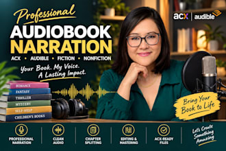 be your audiobook narrator for acx, audible, fiction and nonfiction, voiceover
