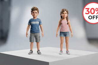 create 3d character toy model, action figure, 3d collectible toy for 3d printing