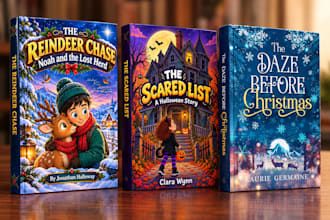 design custom book cover, christmas book, horror, and halloween art
