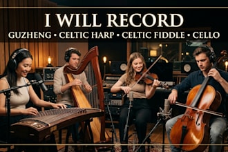 record guzheng, celtic harp, celtic fiddle, cello for your country tracks