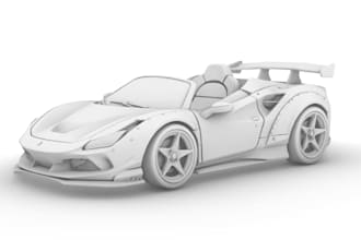 3d car model, car body kit, rc car, widebody, vehicle and stl for 3d print