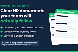 write HR policies, sops and an employee handbook