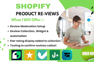 setup product re view junip judgeme reputon trustshop loox klaviyo vitals revie