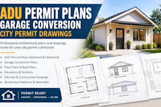 draft adu garage deck porch pergola floor plans and permit construction drawings