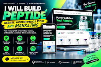build peptide website, peptide woocommerce store and peptide marketing
