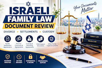 review israeli family settlement agreements, divorce contracts, and family legal