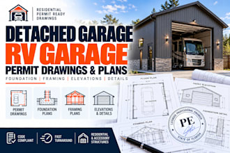 detached garage rv garage permit drawings plans foundation framing elevations de